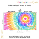 Rainbow Heart Tie Dye Personalized 2" 3 Ring Binder