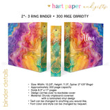 Rainbow Tie Dye Personalized 2" 3 Ring Binder