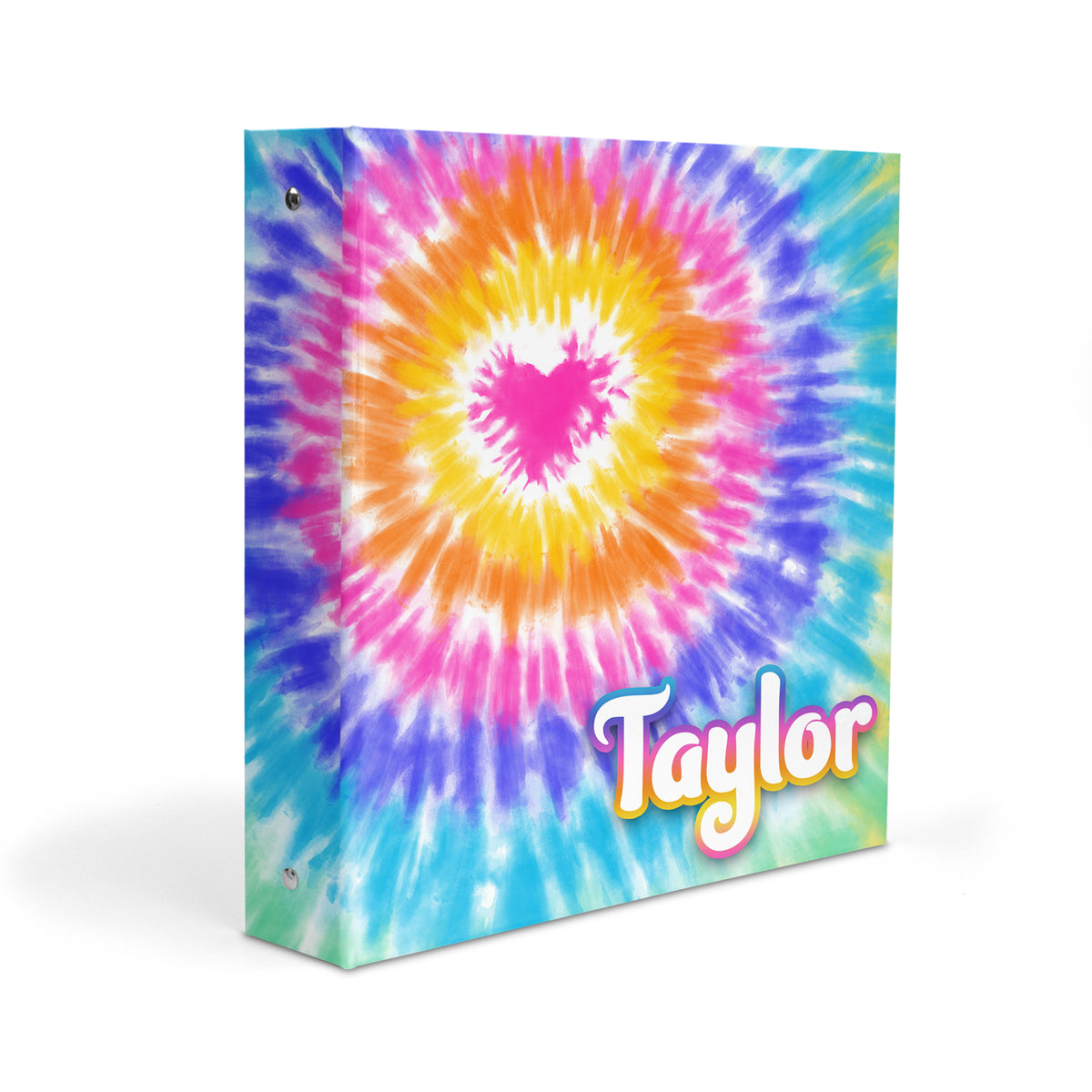 Rainbow Heart Tie Dye Personalized Custom 2" 3 Ring Binder • School Office Supplies