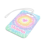 Pastel Tie Dye Heart Rainbow Luggage Bag Tag