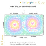 Pastel Rainbow Heart Tie Dye Personalized 2" 3 Ring Binder