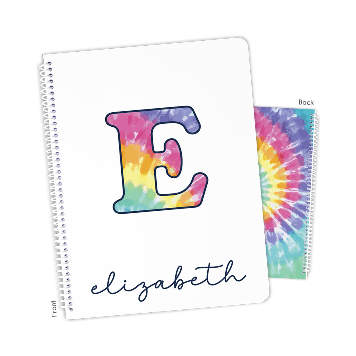 Tie Dye Rainbow Personalized Custom Notebook or Sketchbook • School Office Supplies