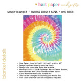 Rainbow Tie Dye Minky Blanket Personalized Custom