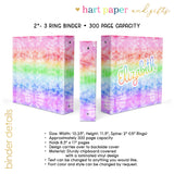 Rainbow Tie Dye Personalized 2" 3 Ring Binder