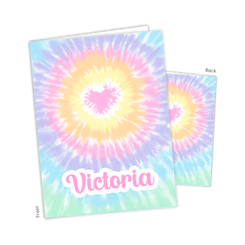 Pastel Rainbow Heart Tie Dye Personalized 2-Pocket Folder