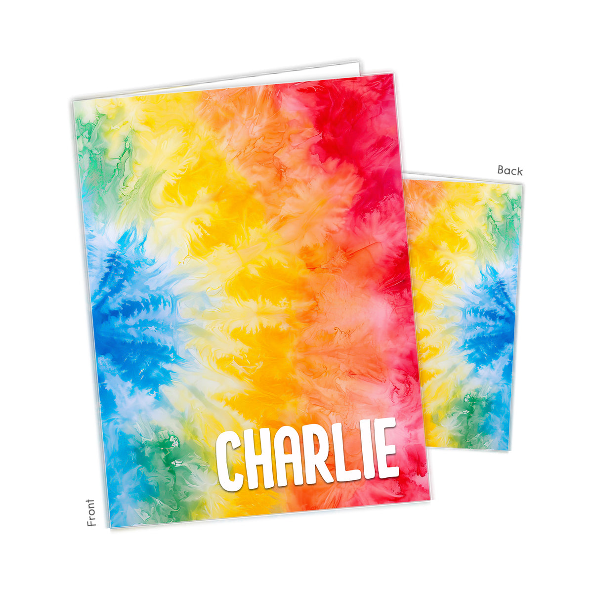 Rainbow Tie Dye Personalized Custom 2-Pocket Folder • School Office Supplies