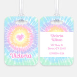 Pastel Tie Dye Heart Rainbow Luggage Bag Tag