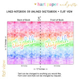 Tie Dye Rainbow Personalized Notebook or Sketchbook