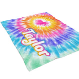 Rainbow Tie Dye Minky Blanket Personalized Custom
