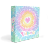 Pastel Rainbow Heart Tie Dye Personalized 2" 3 Ring Binder
