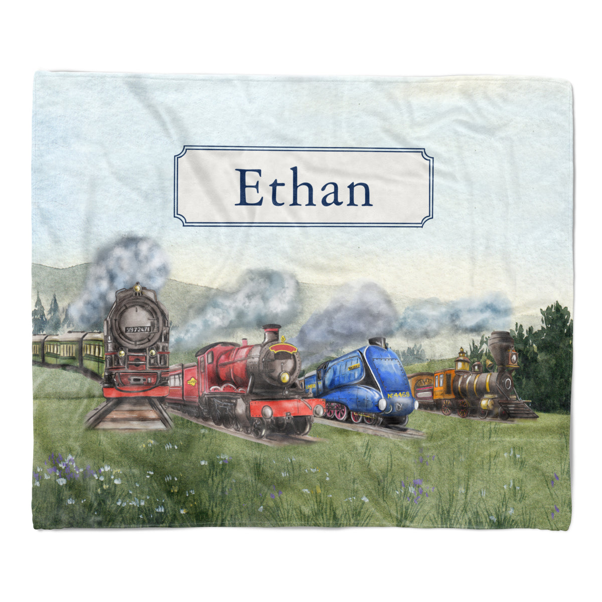 Train Minky Blanket Personalized Custom