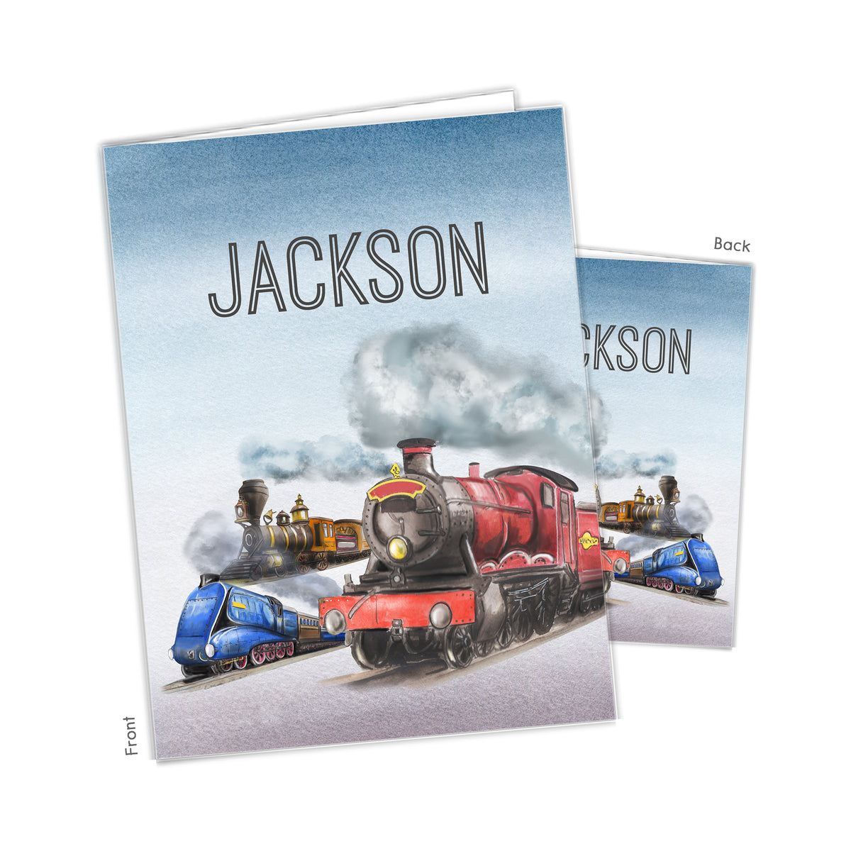 Train Personalized Custom 2-Pocket Folder • School Office Supplies