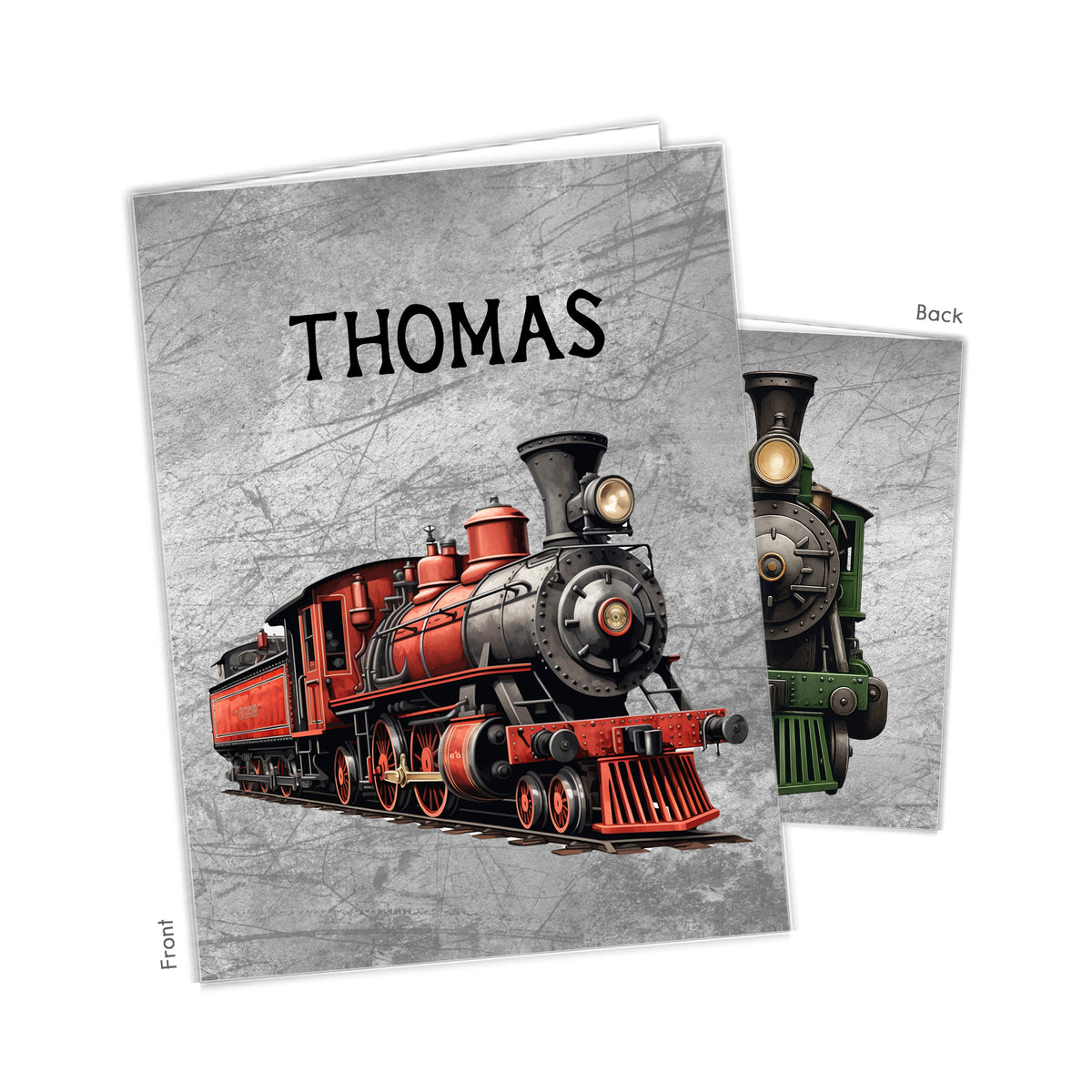 Train Personalized Custom 2-Pocket Folder • School Office Supplies