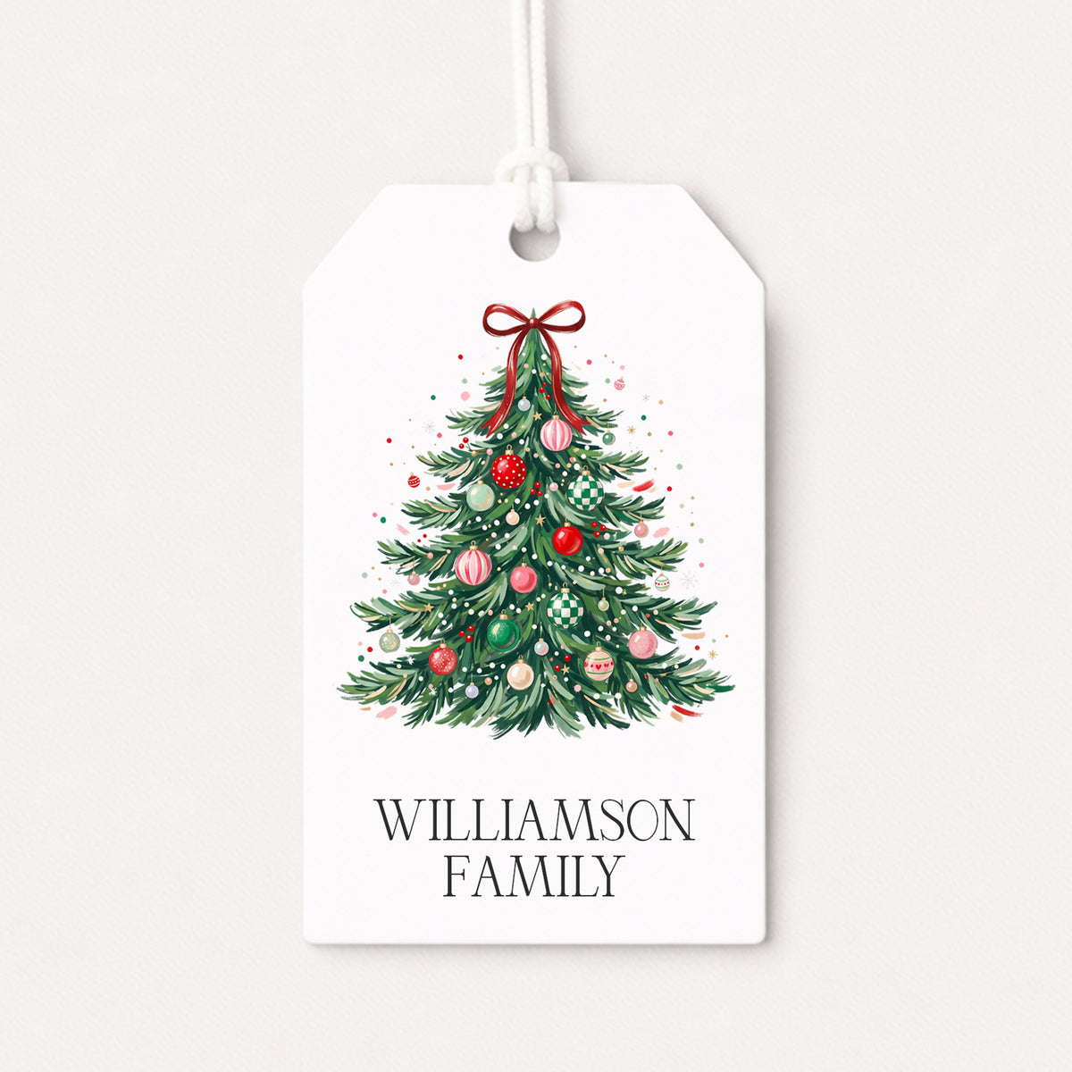 Christmas Tree Personalized Gift Tags • Christmas Holiday Gift Wrapping • Custom Family Name Tag • Gifts Whimsical