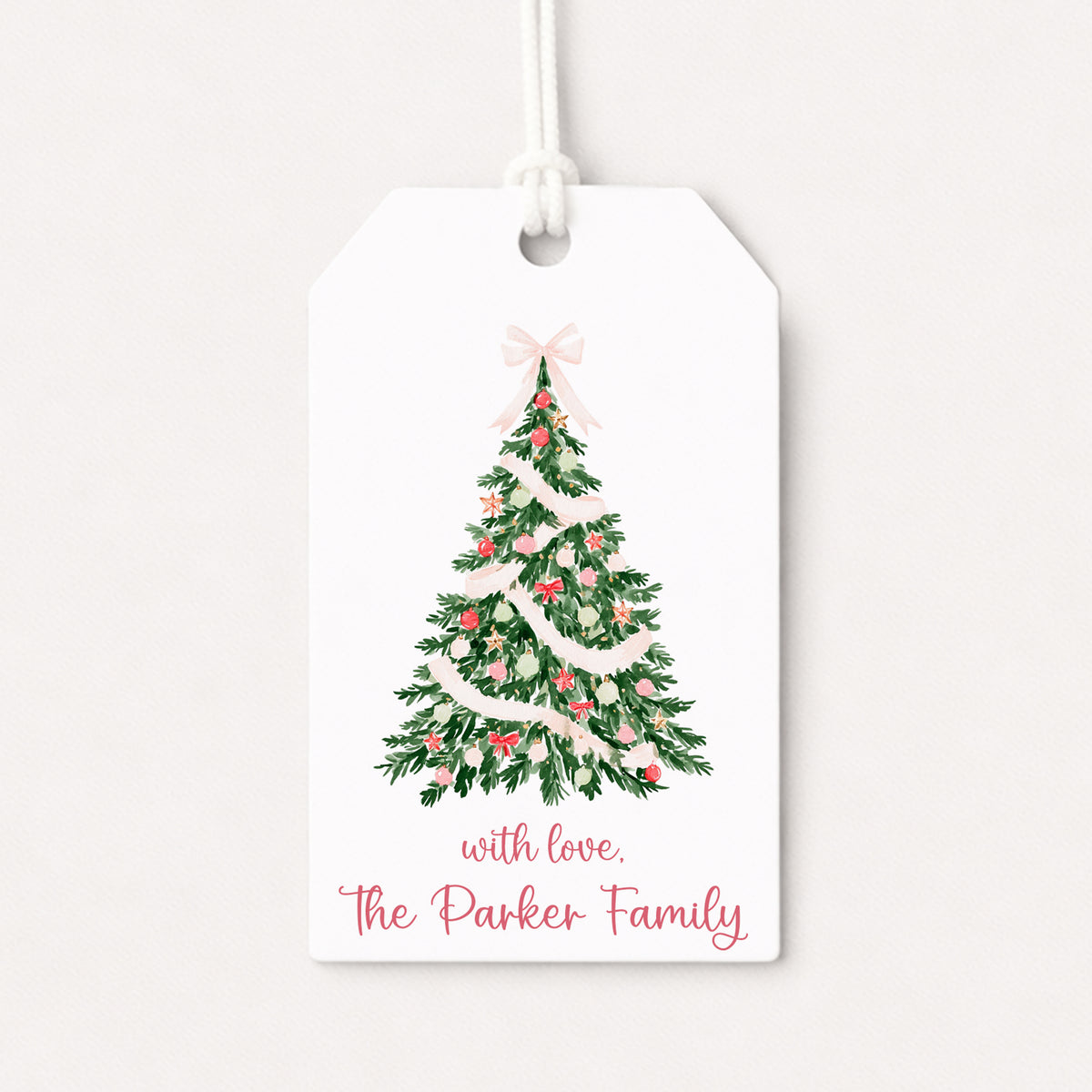 Christmas Tree Personalized Gift Tags • Christmas Holiday Gift Wrapping • Custom Family Name Tag • Gifts Whimsical