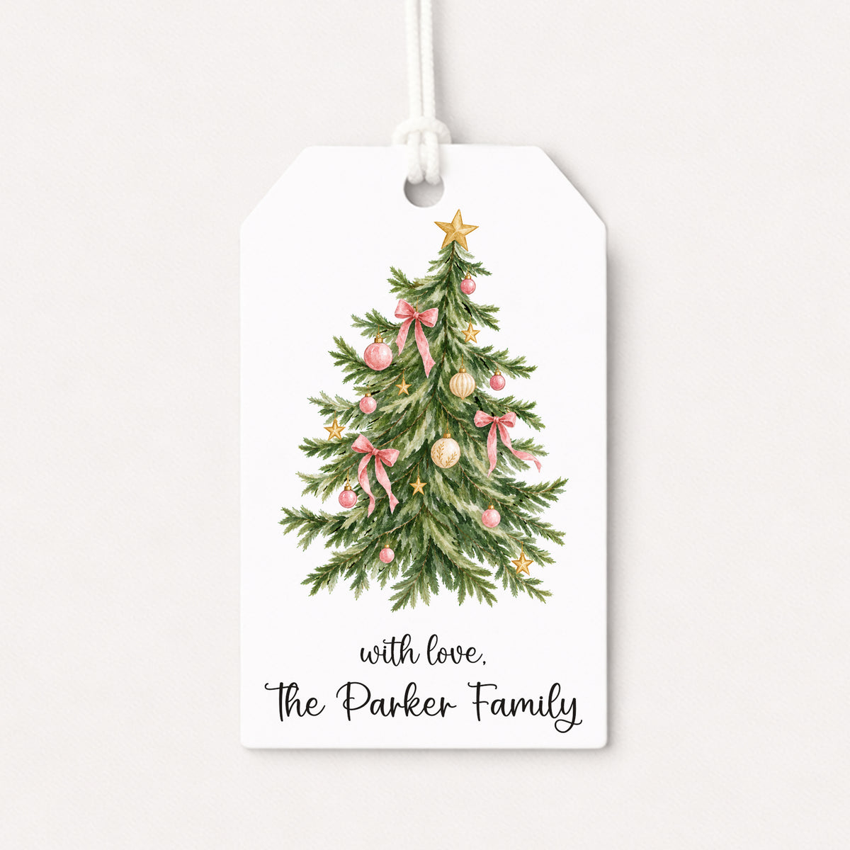 Christmas Tree Personalized Gift Tags • Christmas Holiday Gift Wrapping • Custom Family Name Tag • Gifts Whimsical