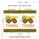 Dump Truck Personalized 2-Pocket Folder