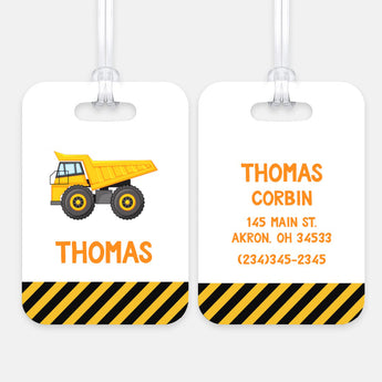 Construction Dump Trucks Luggage Bag Tag