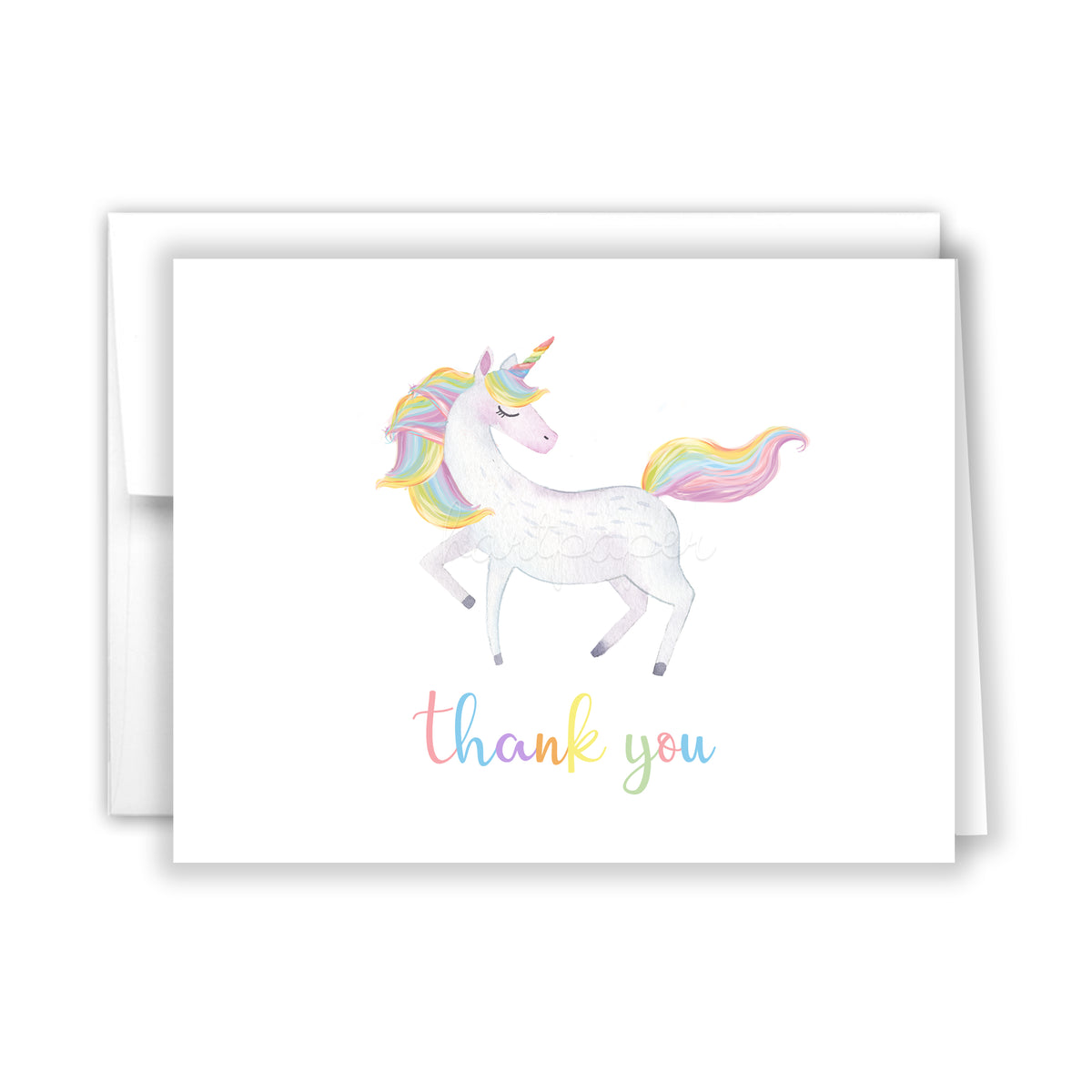 Rainbow Unicorn Thank You Cards Note Card Personalized Custom Stationery • Flat or Folded
