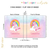 Unicorn Rainbow Personalized 2" 3 Ring Binder