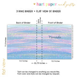 Blue Unicorn Rainbow Personalized 2" 3 Ring Binder