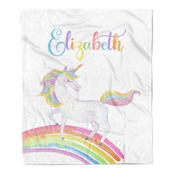 Unicorn Rainbow Minky Blanket Personalized Custom