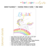 Unicorn Rainbow Minky Blanket Personalized Custom