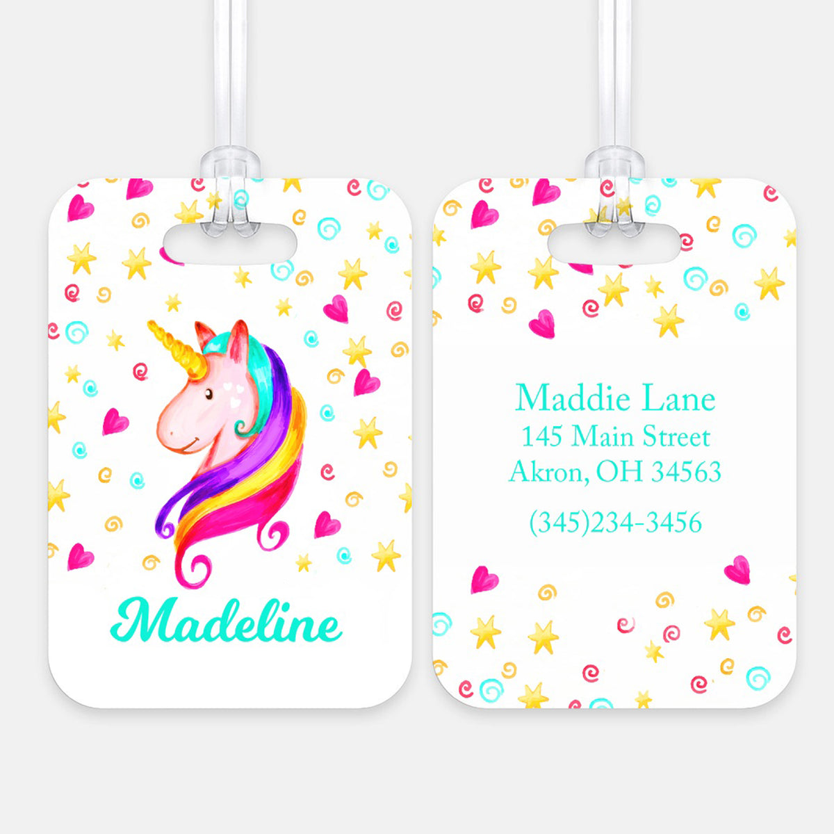 Rainbow Unicorn Luggage Bag Tag Personalized Custom