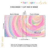 Pink Unicorn Rainbow Personalized 2" 3 Ring Binder