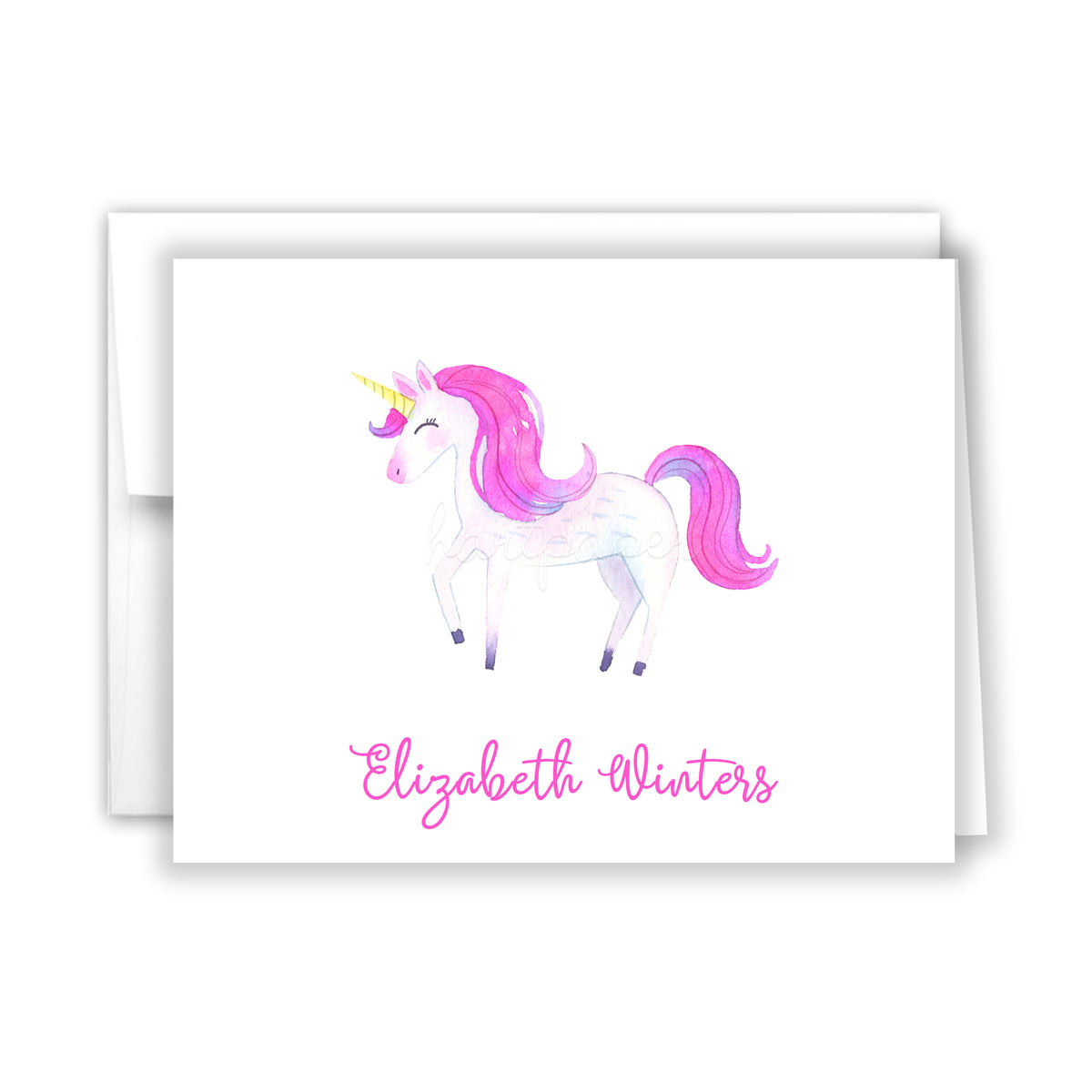 Pink Unicorn III Thank You Cards Note Card Personalized Custom Stationery • Flat or Folded