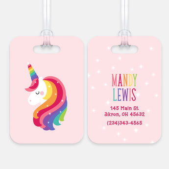 Rainbow Unicorn b Luggage Bag Tag