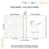 Unicorn Rainbow Personalized 2" 3 Ring Binder