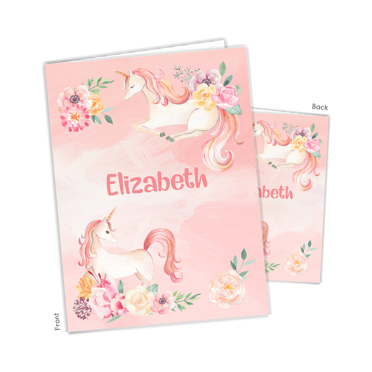 Rainbow Unicorn Personalized Custom 2-Pocket Folder • School Office Supplies