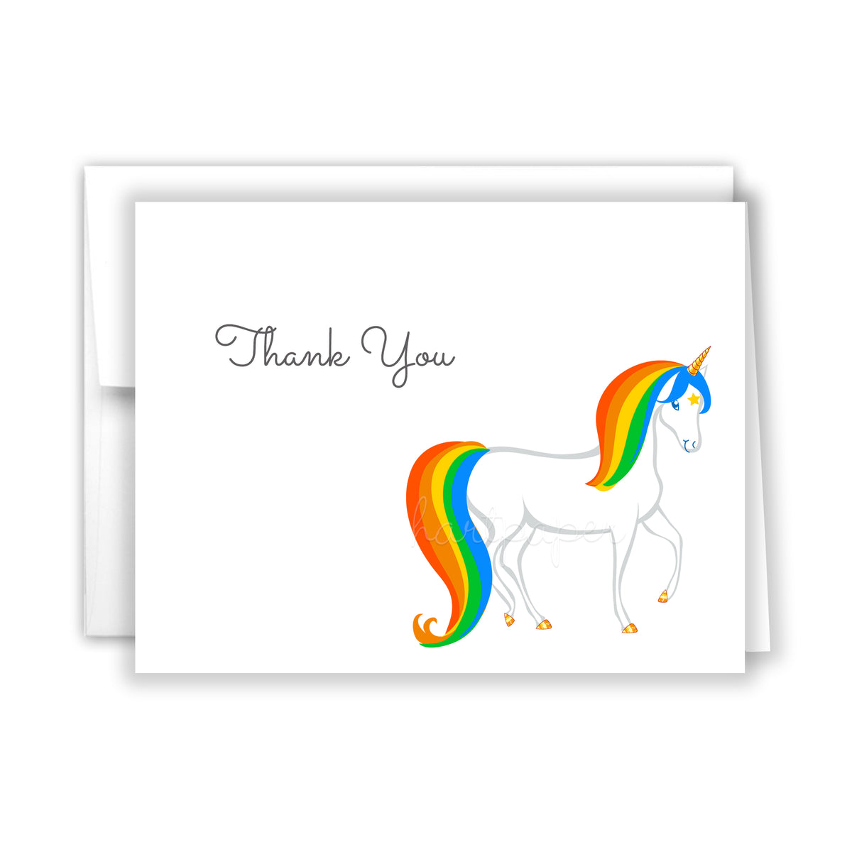 Rainbow Unicorn Thank You Cards Note Card Personalized Custom Stationery • Flat or Folded