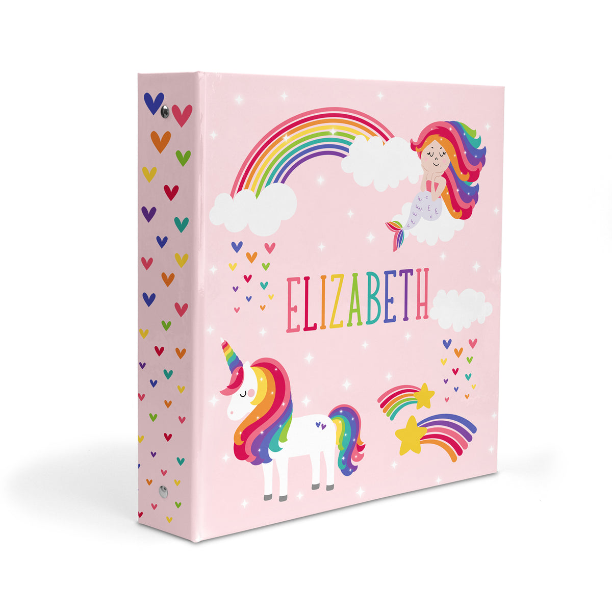 Unicorn Mermaid Rainbow Personalized Custom 2" 3 Ring Binder • School Office Supplies