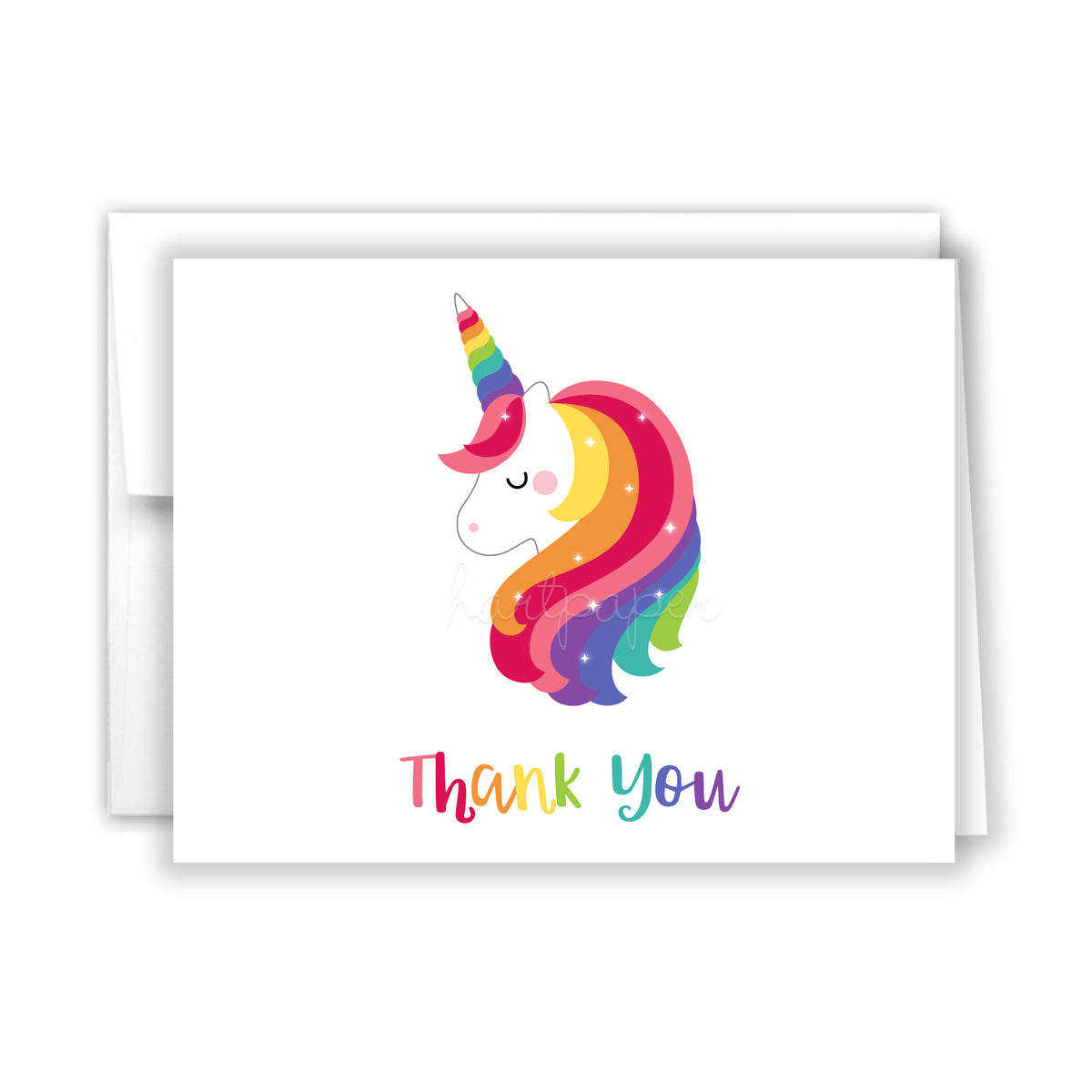 Rainbow Unicorn Thank You Cards Note Card Personalized Custom Stationery • Flat or Folded