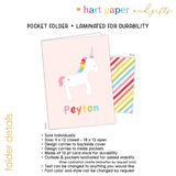 Rainbow Unicorn b Personalized 2-Pocket Folder