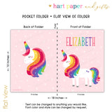 Rainbow Unicorn Personalized 2-Pocket Folder