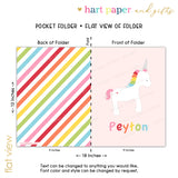 Rainbow Unicorn b Personalized 2-Pocket Folder