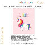 Unicorn Rainbow Minky Blanket Personalized Custom