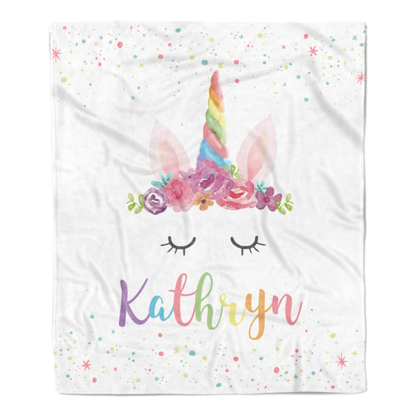Unicorn Rainbow Minky Blanket Personalized Custom