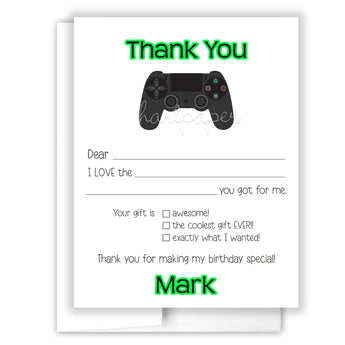 Video Game Thank You Note Card Stationery • Fill in Blank, Lined or Blank Cards