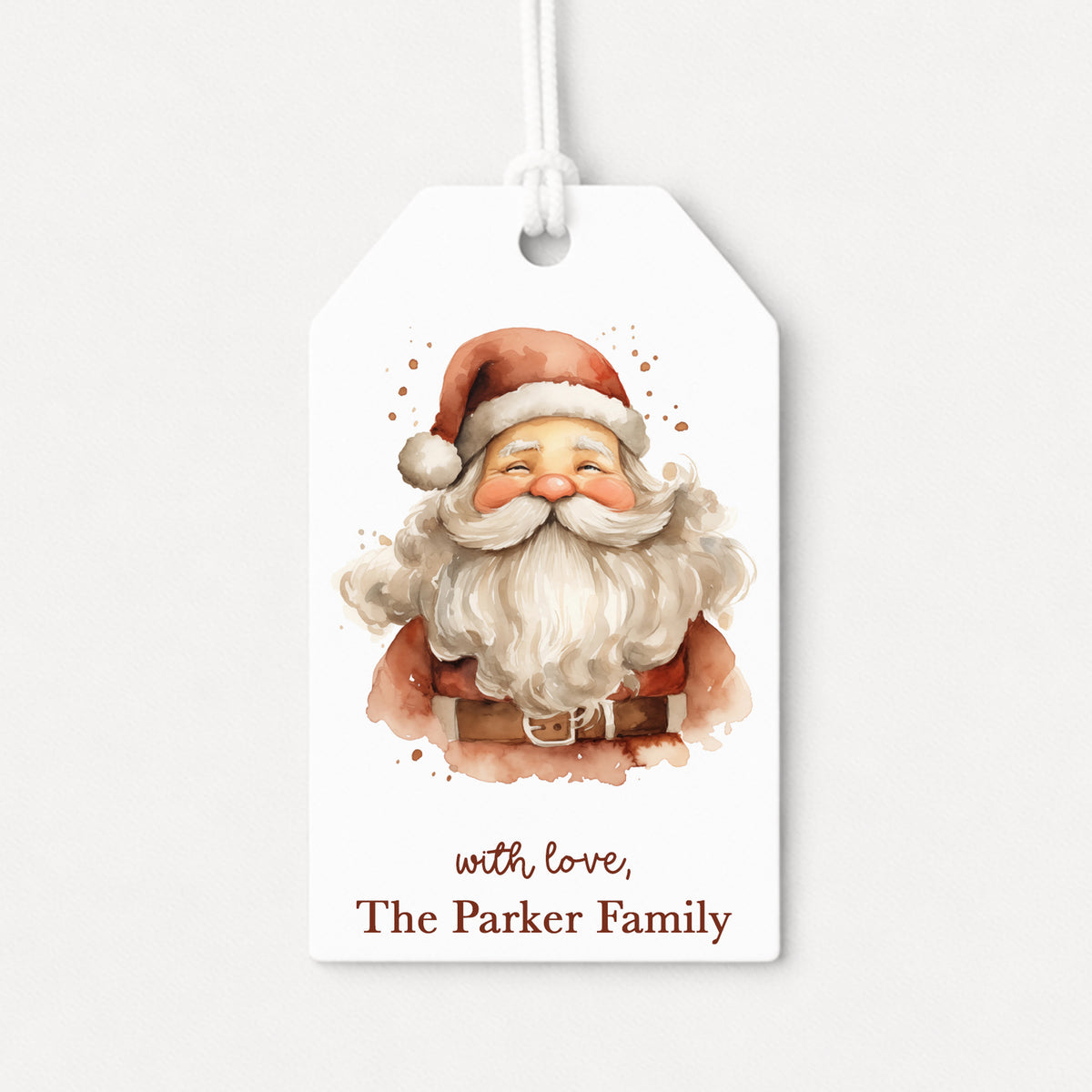 Vintage Santa Claus Personalized Gift Tags • Christmas Holiday Gift Wrapping • Custom Family Name Tag • Gifts Whimsical