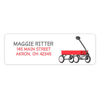 Red Wagon Return Address Labels • Self Adhesive Stickers