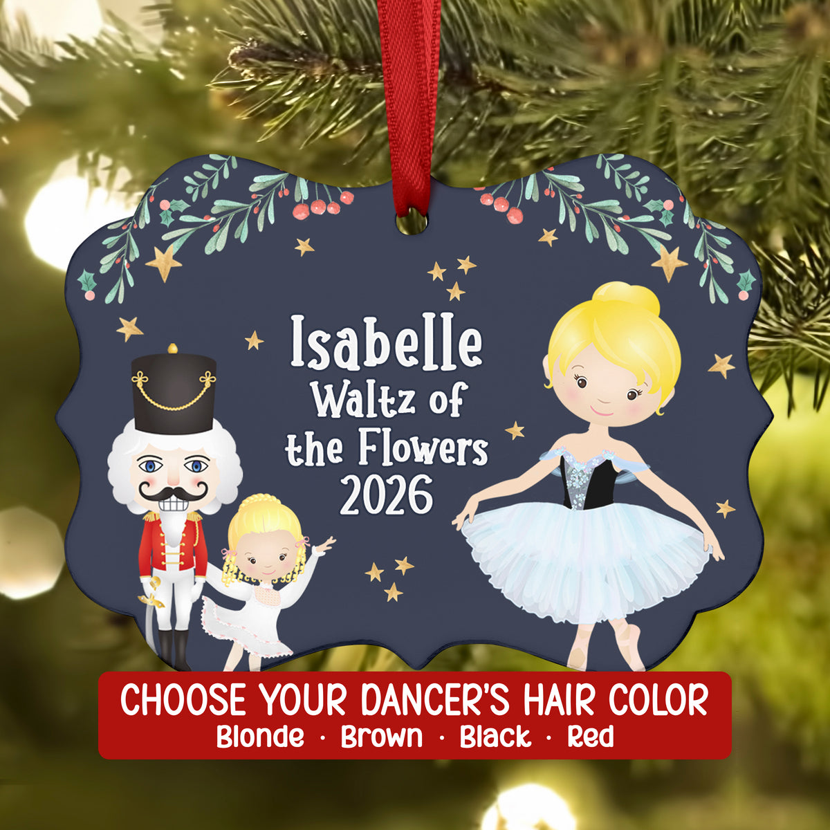 Waltz Flowers Blue Dew Drop Fairy • Nutcracker Christmas Ornament Personalized Custom Holiday Decor Gift Boy Girl Ballerina Ballet