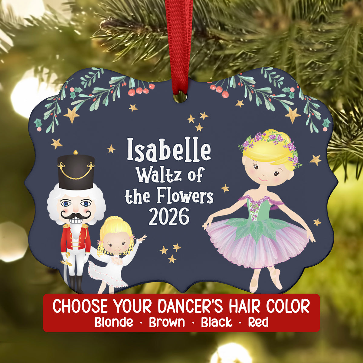 Waltz Flowers Purple Dew Drop Fairy • Nutcracker Christmas Ornament Personalized Custom Holiday Decor Gift Boy Girl Ballerina Ballet