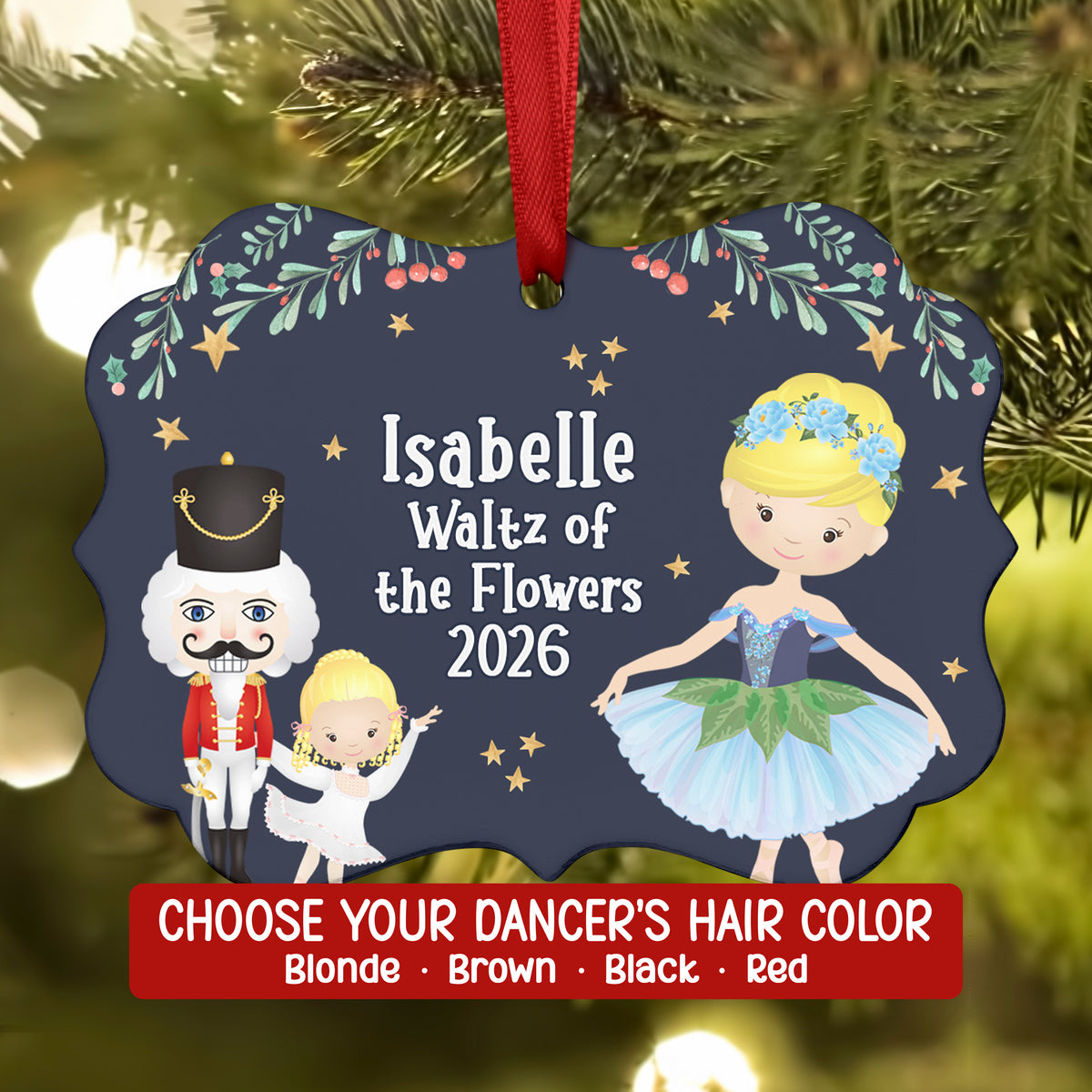 Waltz Flowers Blue Dew Drop Fairy • Nutcracker Christmas Ornament Personalized Custom Holiday Decor Gift Boy Girl Ballerina Ballet
