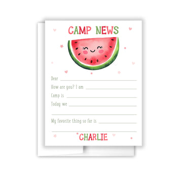 Watermelon Summer Camp Camping Note Cards Stationery • Fill in Blank, Lined or Blank Cards