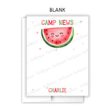 Watermelon Summer Camp Camping Note Cards Stationery • Fill in Blank, Lined or Blank Cards