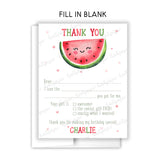 Watermelon Thank You Note Card Stationery • Fill in Blank, Lined or Blank Cards